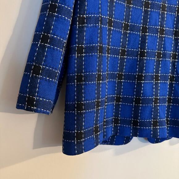 Jo Hardin Vintage Blue Wool Blend Plaid Academia Jacket Blazer Size 12 - Picture 9 of 9